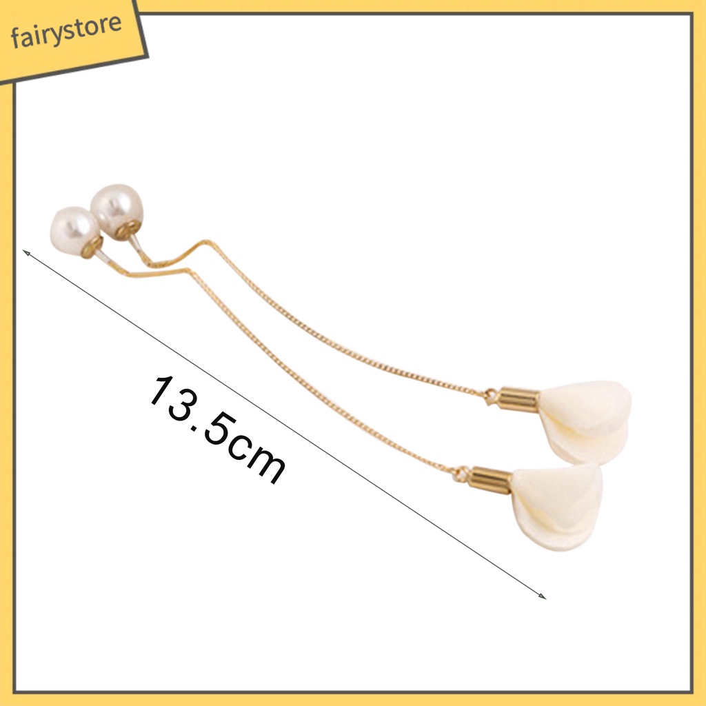 1 Đôi Bông Tai Dài Đính Hoa Và Ngọc Trai Giả Thanh Lịch Dành Cho Nữ