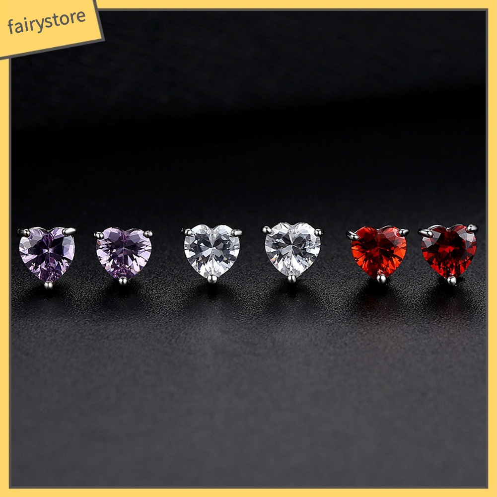 Khuyên Tai Hình Trái Tim Đính Đá Zircon Thời Trang Cho Nữ