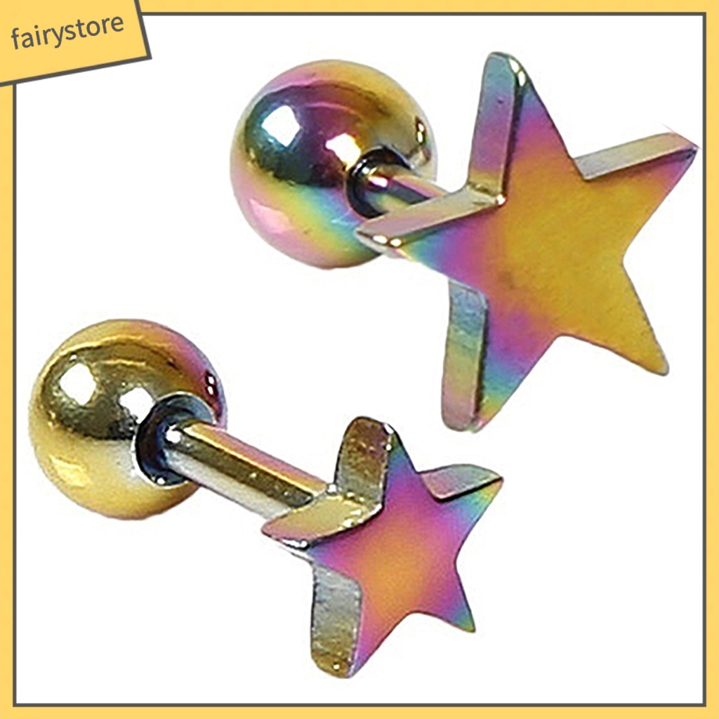 1 Đôi Bông Tai Hình Ngôi Sao Năm Cánh Bằng Hợp Kim Unisex