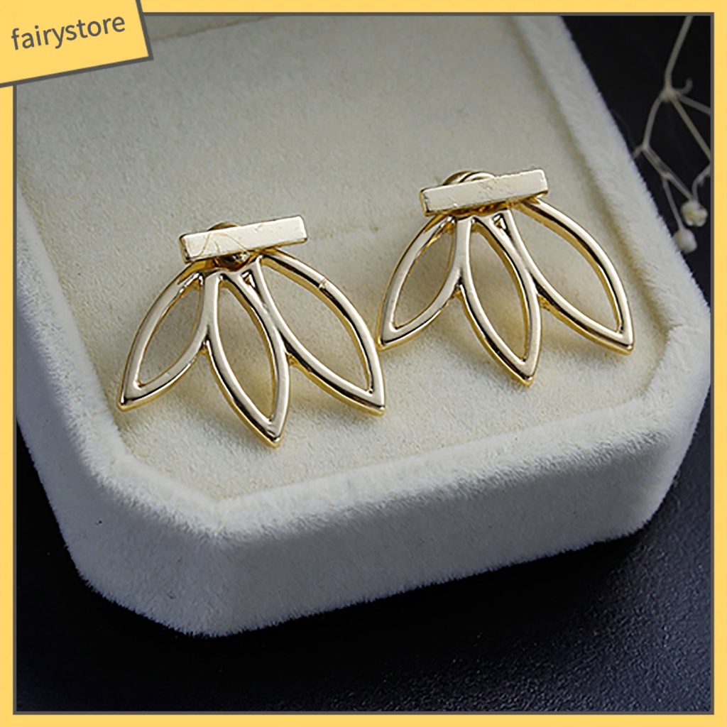 1 Đôi Bông Tai Hai Mặt Hình Hoa Sen Thời Trang Dành Cho Nữ