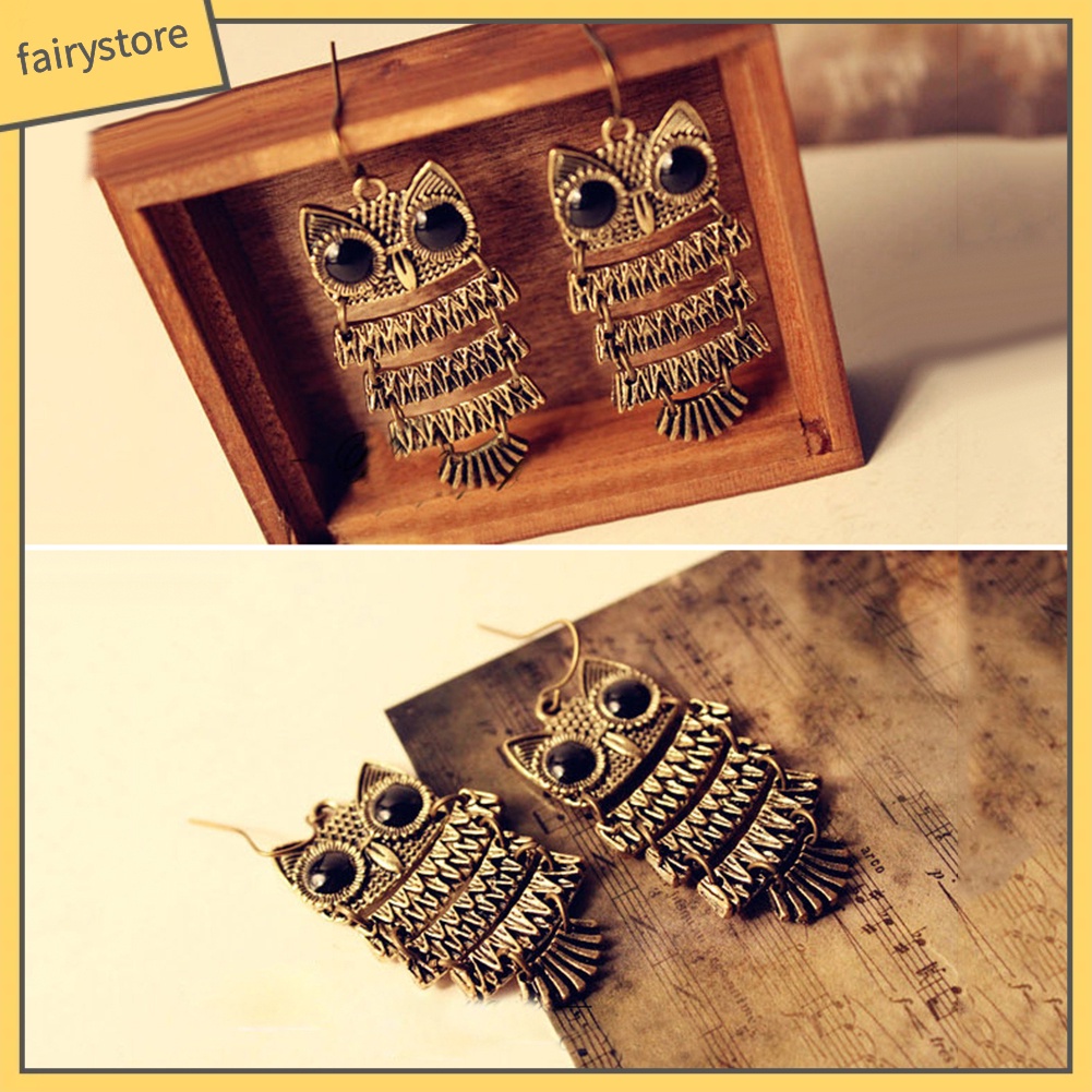 Bông Tai Hình Chim Cú Phong Cách Retro Vintage Dành Cho Nữ