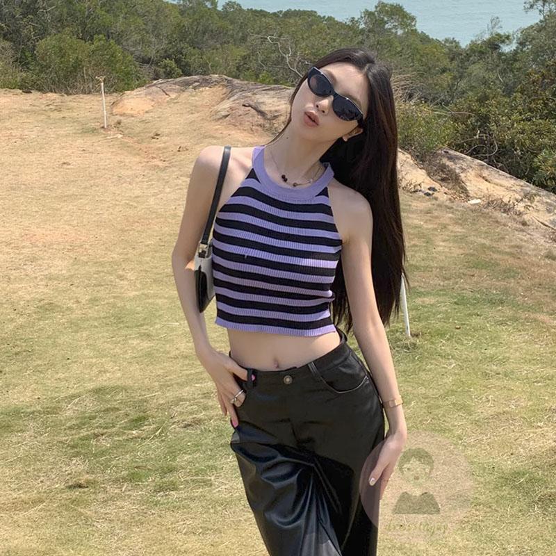 Áo Tank Top Không Tay Họa Tiết Sọc Cơ Bản Dành Cho Nữ