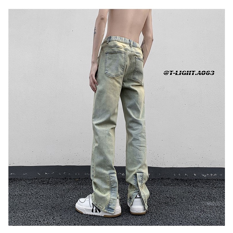 Quần Jean Ống Đứng Phối Khóa Kéo Phong Cách Đường Phố Mỹ Cá Tính Cho Nam
