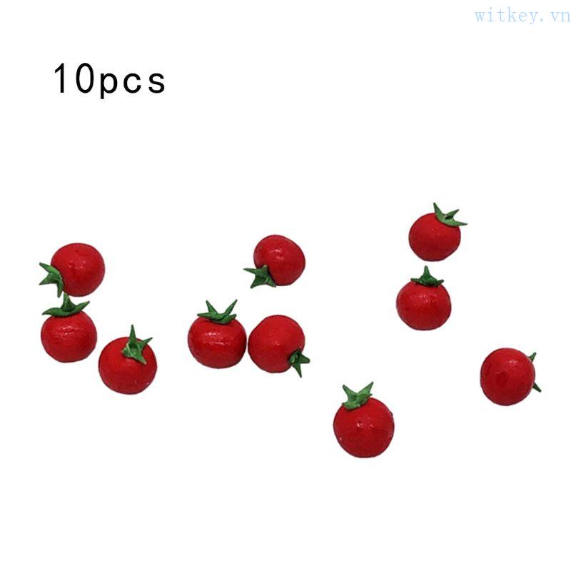 Set 10 Quả Cà Chua Giả Bằng Nhựa Resin Kích Thước 1 / 12 Trang Trí Nhà Búp Bê