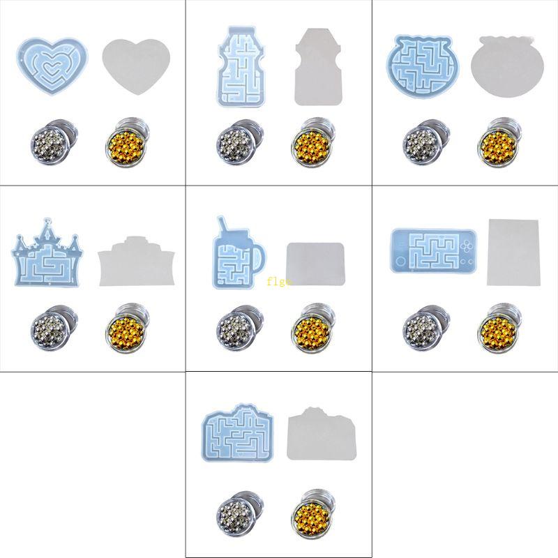 Khuôn Silicone Làm Mặt Dây Chuyền Hình Mê Cung 3D Chống Dính