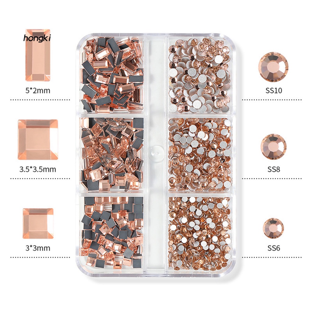 1 Hộp 6 Ngăn Đáy Phẳng 3D Trang Trí Móng Tay Nghệ Thuật