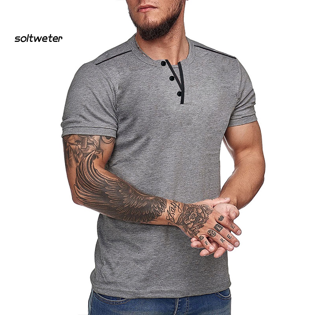 Áo Thun Tay Ngắn Cổ Chữ V Giả Nhiều Màu Sắc Đơn Giản Thời Trang Cho Nam