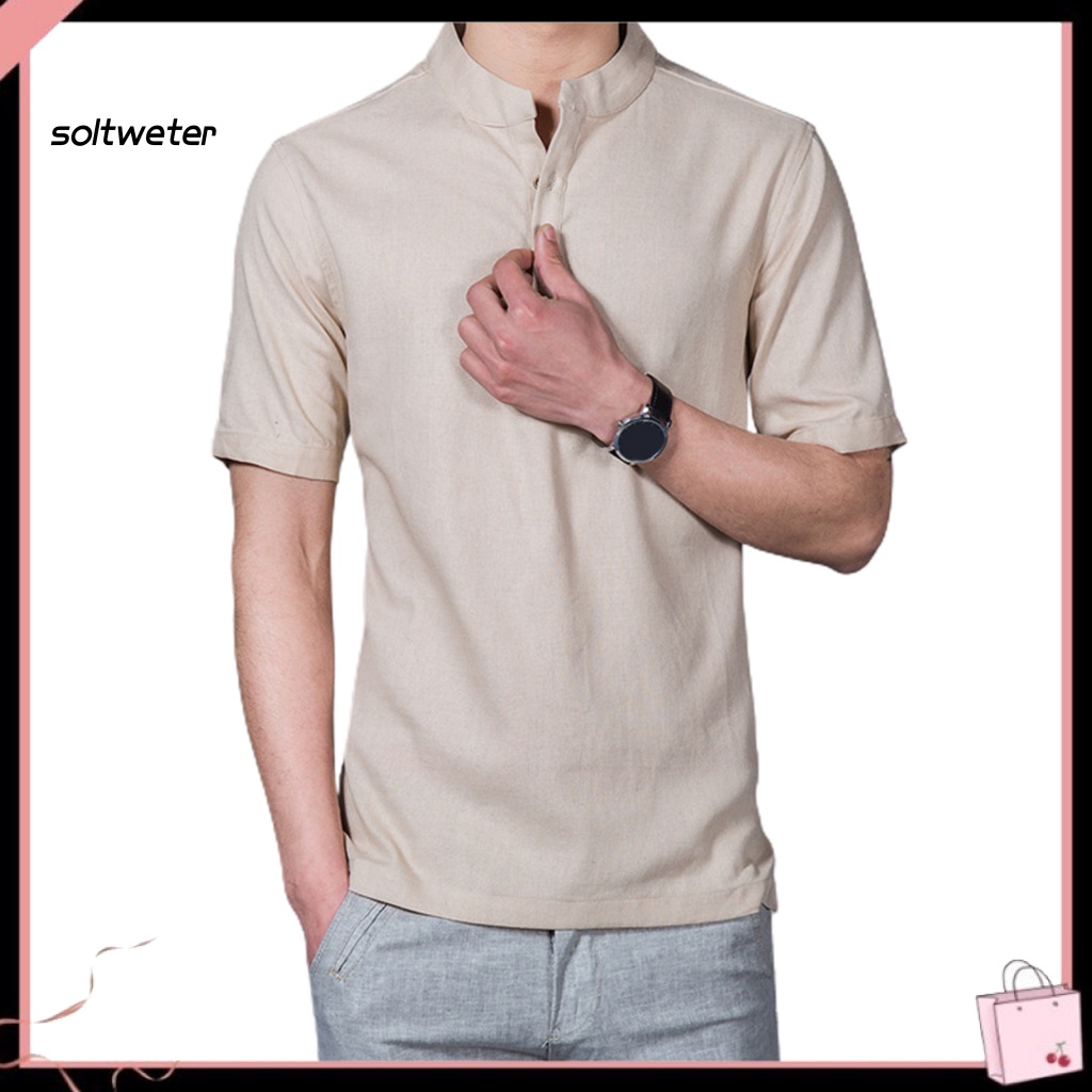 Áo Sơ Mi Mềm Mùa Hè Màu Trơn Cổ Đứng Dễ Phối Đồ Cho Nữ