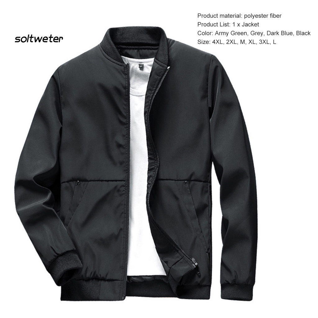 Áo Khoác Cổ Đứng Màu Trơn Giữ Ấm Có Khóa Kéo Phong Cách Hàn Quốc Thời Trang Xuân Thu Cho Nam