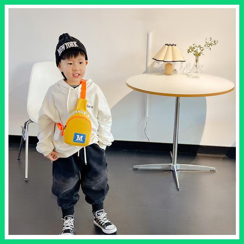 Túi Đeo Chéo Ngực Bằng Vải oxford Gọn Nhẹ In Chữ Màu Tương Phản Thời Trang Mới 2023 Cho Bé Trai Jwvn