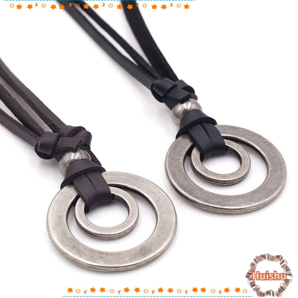 Set 2 Vòng Cổ Da Hai Lớp Màu Đen / Cà Phê Phong Cách Cổ Điển Có Thể Điều Chỉnh