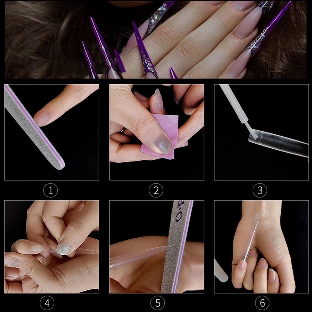 Bộ 10 Móng Tay Giả Hình Chữ V Siêu Dài Dùng Cho Salon Làm Móng DIY