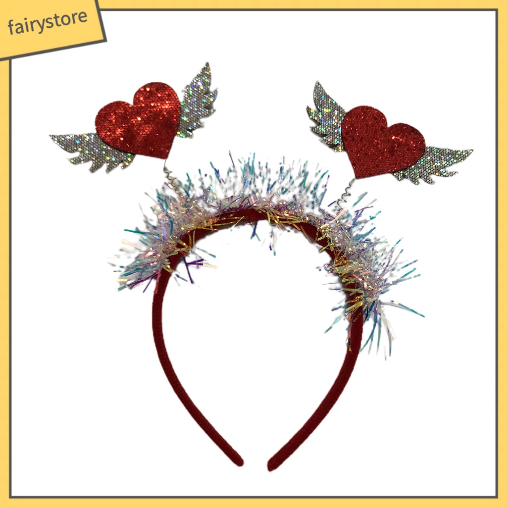 [FRO] Băng Đô Đính Kim Sa Hình Trái Tim Màu Tương Phản Đàn Hồi Chống Trượt Làm Quà Tặng Ngày Valentines