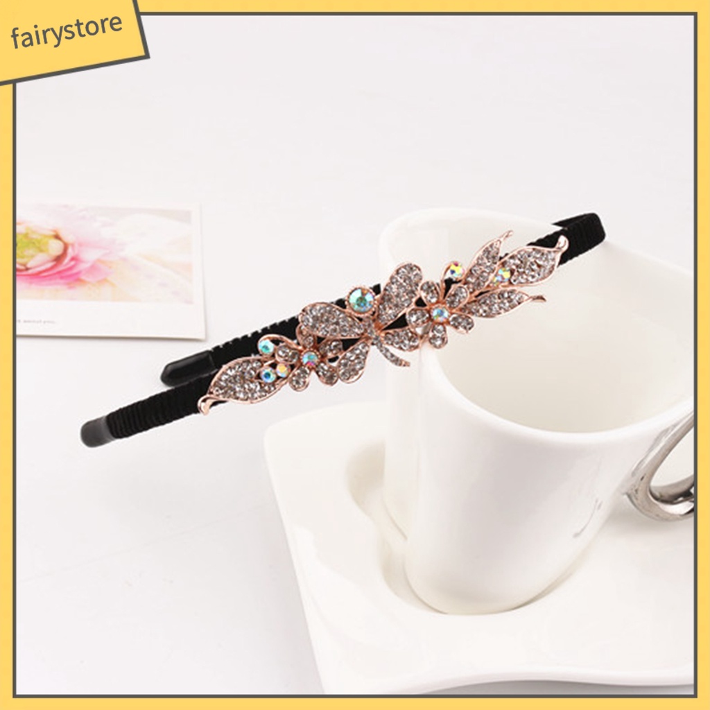 Băng Đô Cài Tóc Đính Đá Chống Trượt Phong Cách Thanh Lịch Dành Cho Nữ