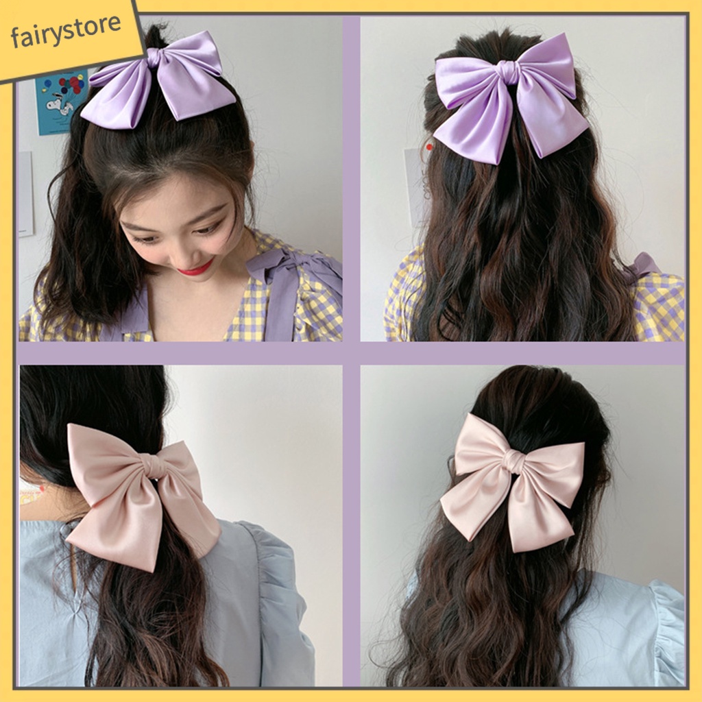 Kẹp Tóc Nơ Màu Trơn Thời Trang Dành Cho Nữ