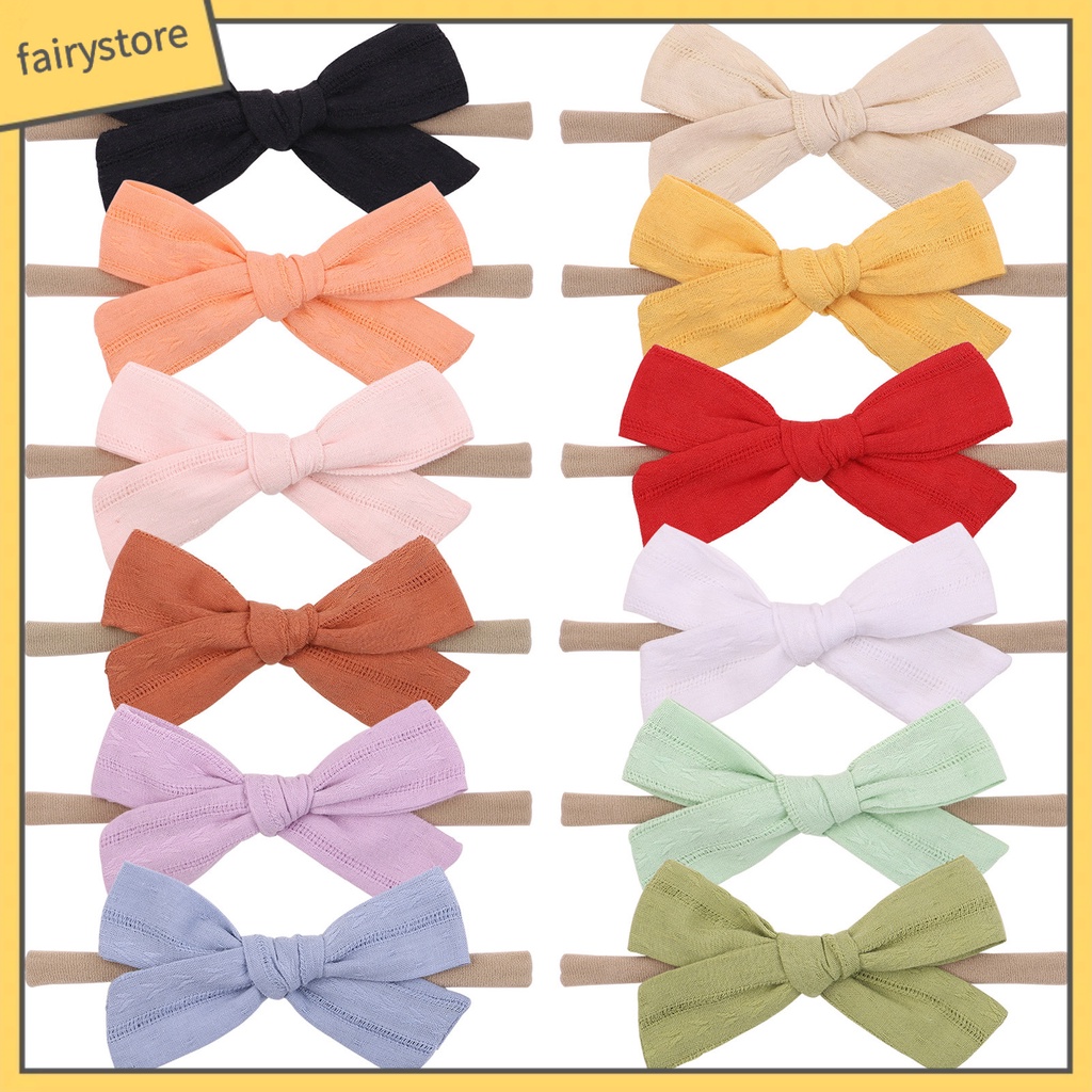 Băng Đô Đính Nơ Siêu Nhẹ Co Giãn Tốt Màu Sắc Tinh Khiết Cho Bé