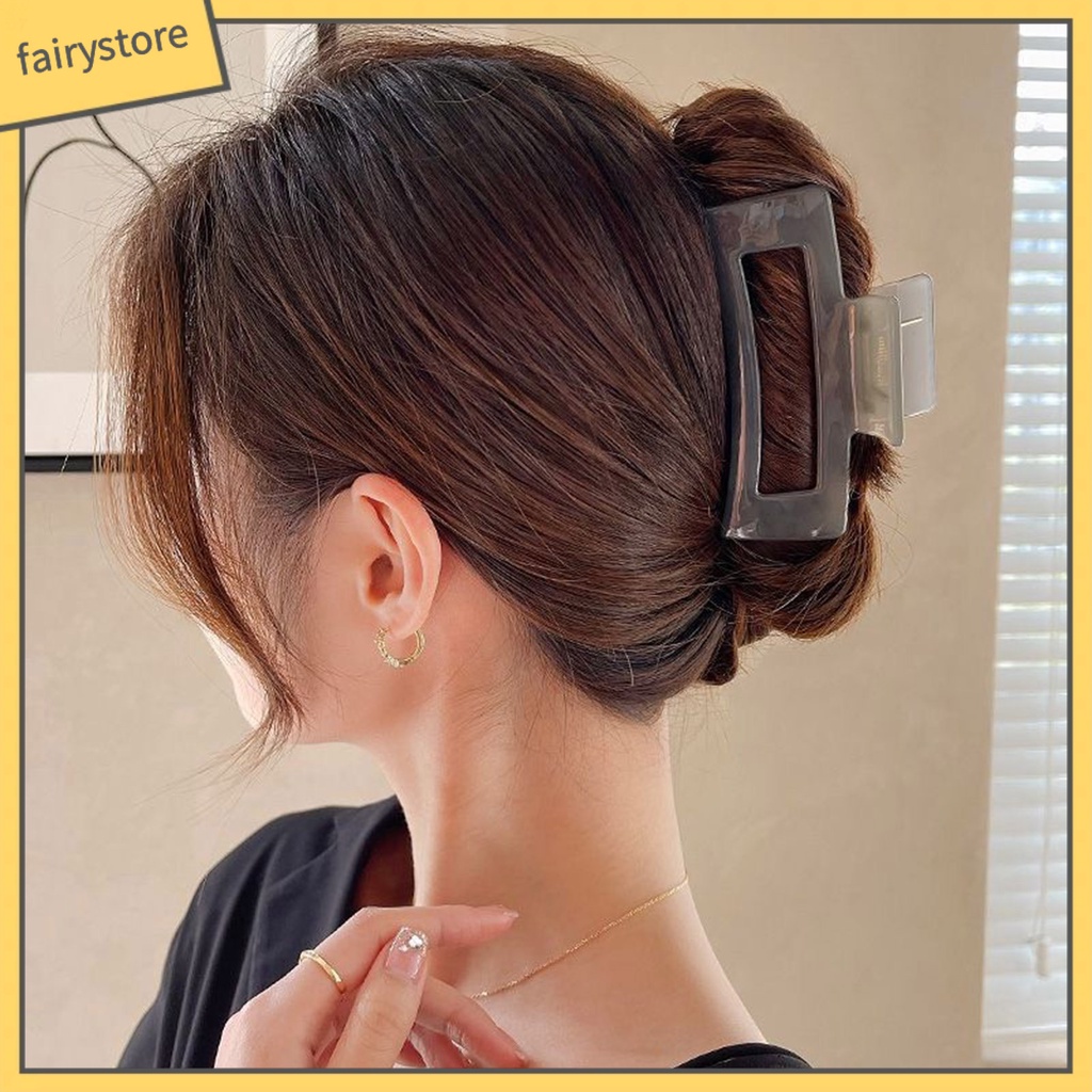 Kẹp Tóc Hình Vuông Cỡ Lớn Thiết Kế Trong Suốt Chống Trượt Tiện Dụng Cho Nữ