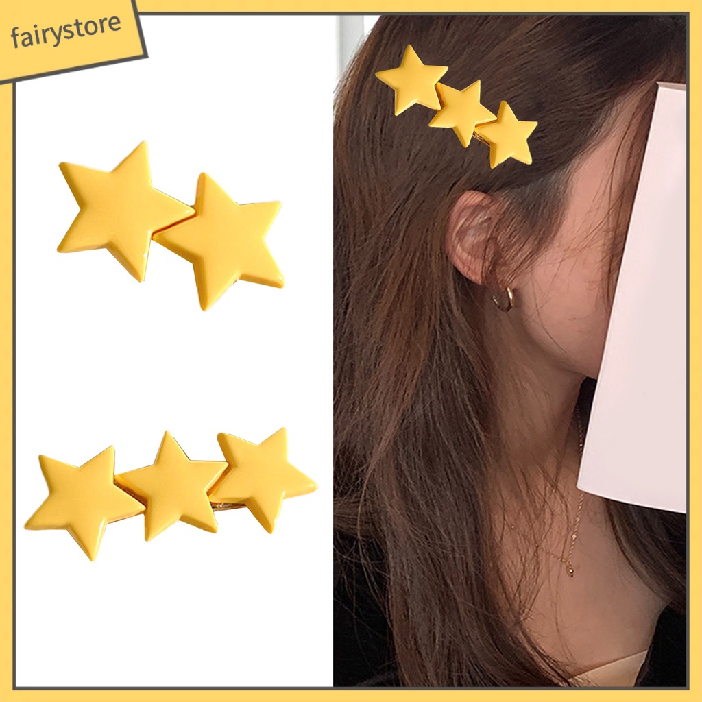 Kẹp Tóc Ngôi Sao Màu Vàng Bằng Thép Không Gỉ Co Giãn Chống Trượt Cho Bé Gái