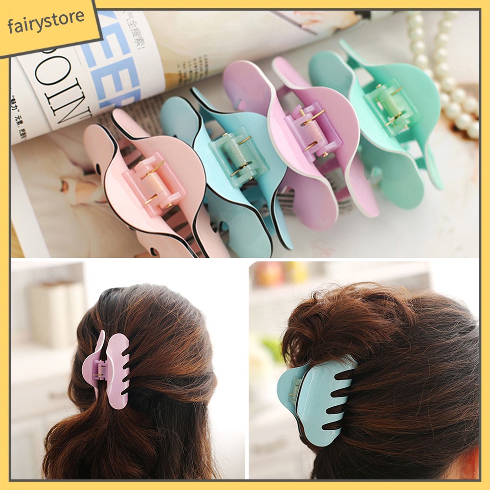 Kẹp Tóc Càng Cua Lớn Bằng Acrylic Màu Sắc Đơn Giản Thời Trang Dành Cho Nữ