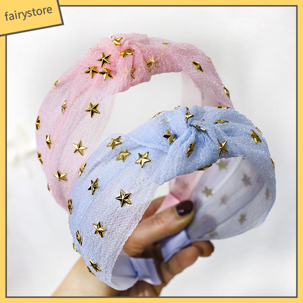 Băng Đô Vải Lưới Thắt Nút Hình Ngôi Sao Ngọt Ngào Cho Nữ