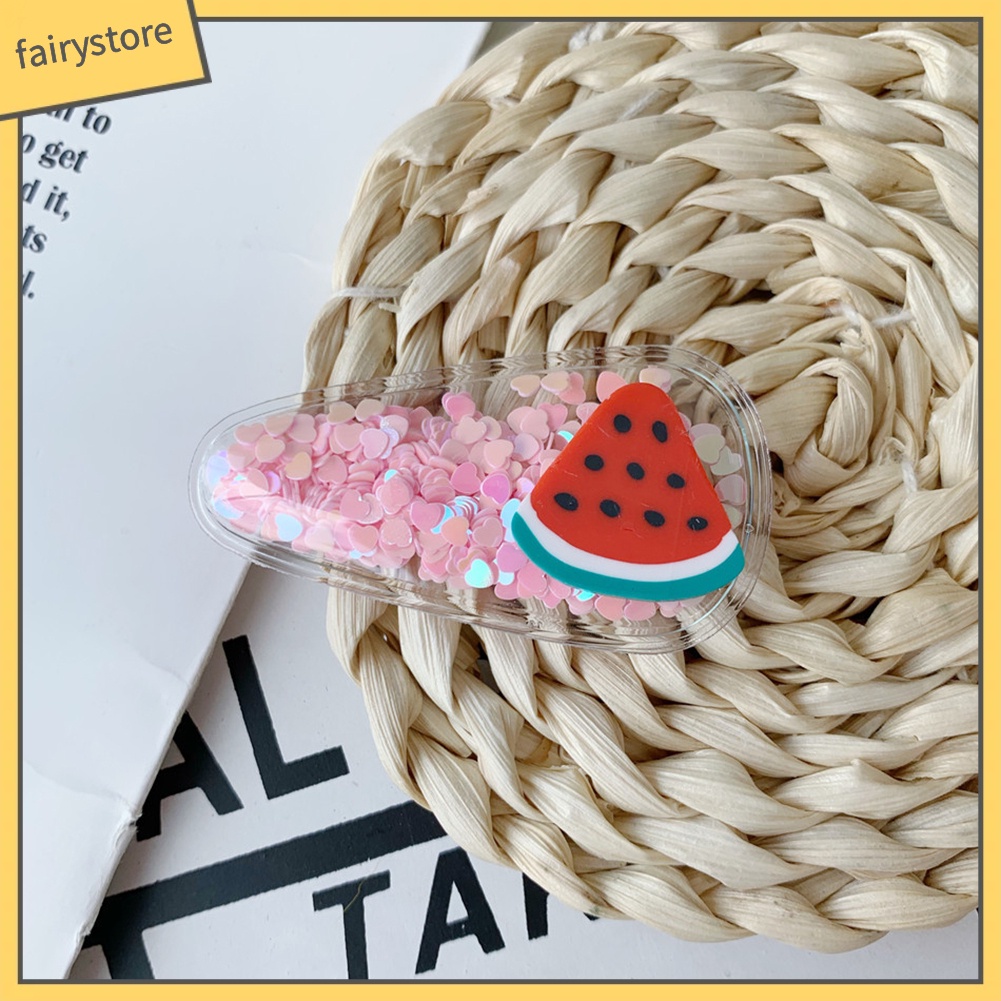 Kẹp Tóc Mái Bằng Sequin Họa Tiết Trái Cây Thời Trang Cho Bé Gái