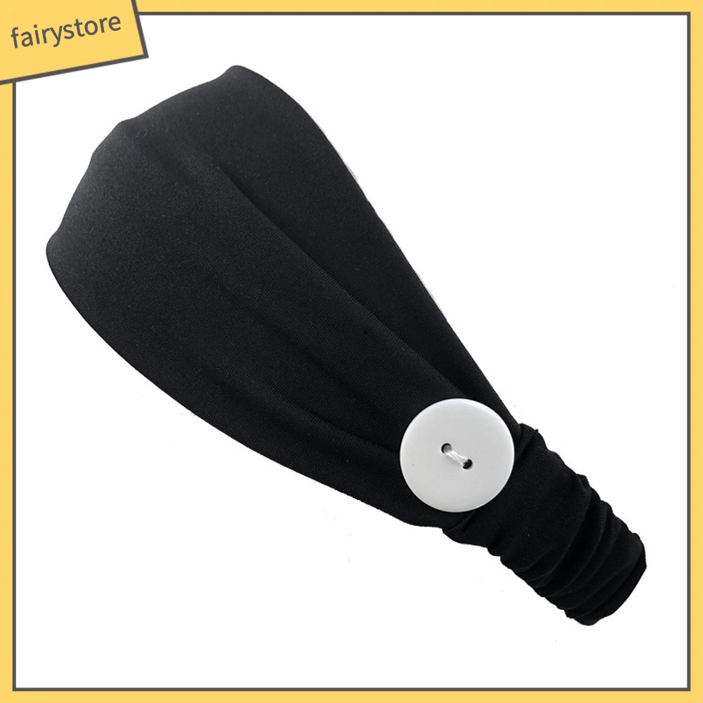 Băng Đô Cài Tóc Co Giãn Thấm Hút Mồ Hôi Phối Nút Dành Cho Nữ