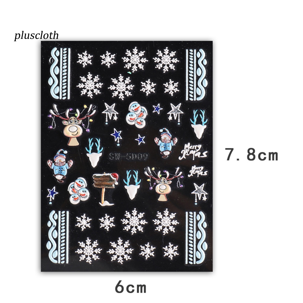 &lt; Pluscloth &gt; Miếng Dán Móng Tay Móng Tay Tự Dính Không Phai Chống Nước Dễ Tháo Gỡ Chủ Đề Giáng Sinh / Ambience DIY