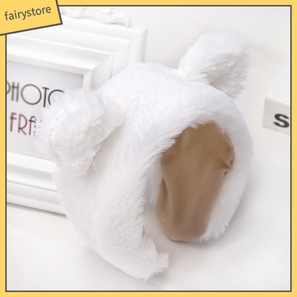 Cài Tóc Tai Thỏ Phủ Lông Mềm Mại Giữ Ấm Mùa Đông Cho Nữ