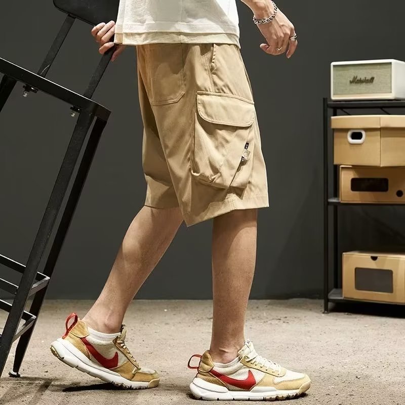 HANLU Hnalu Quần Short Dáng Rộng Phối Túi Thời Trang Công Sở Cao Cấp Cho Nam