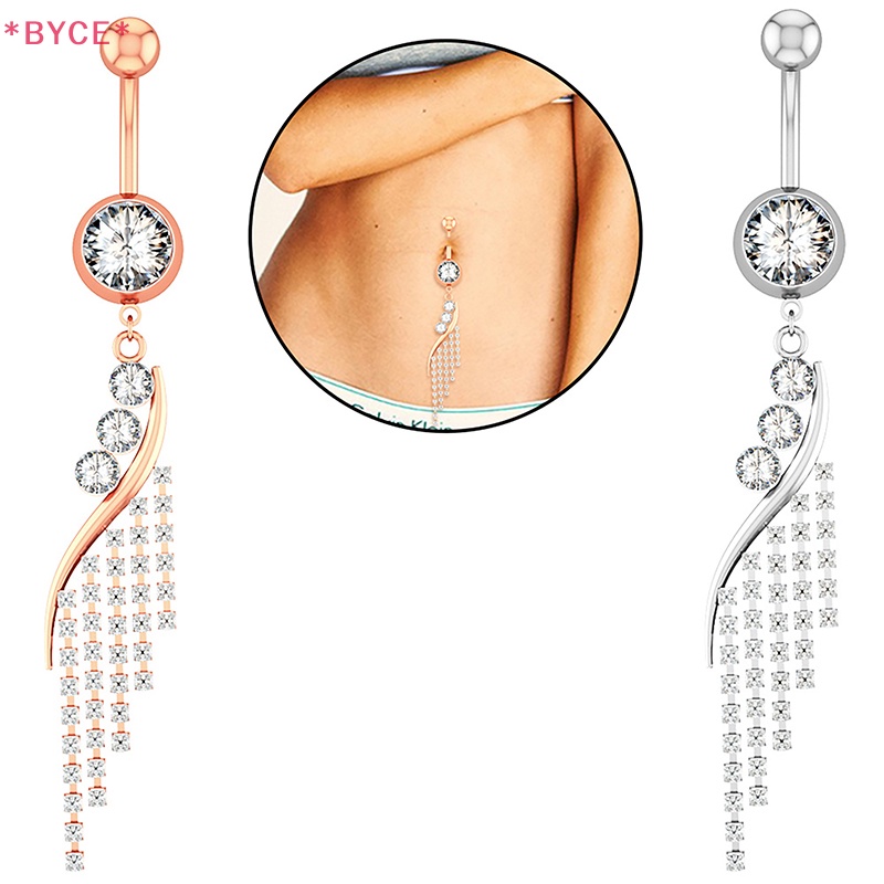 Khuyên Rốn Bằng Thép Không Gỉ Đính Đá Zircon Màu Vàng Hồng Hình Chữ S Quyến Rũ Mới