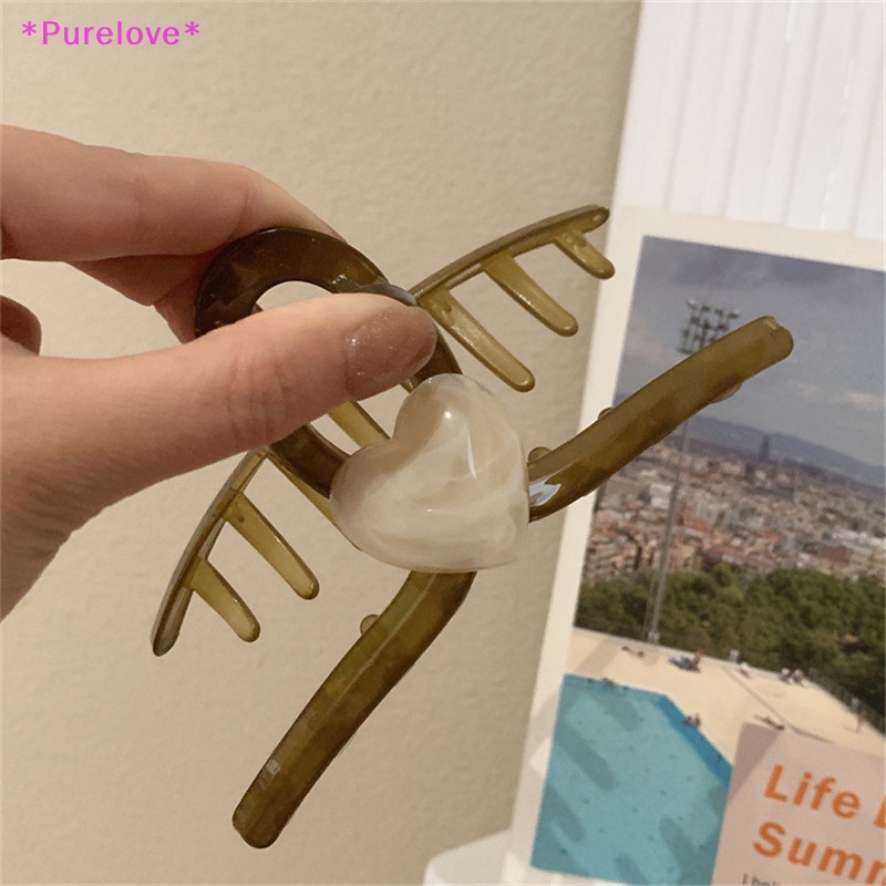 Kẹp Tóc Hình Trái Tim Màu Thạch Phong Cách Vintage Hàn Quốc Dễ Thương Cho Nữ Mới