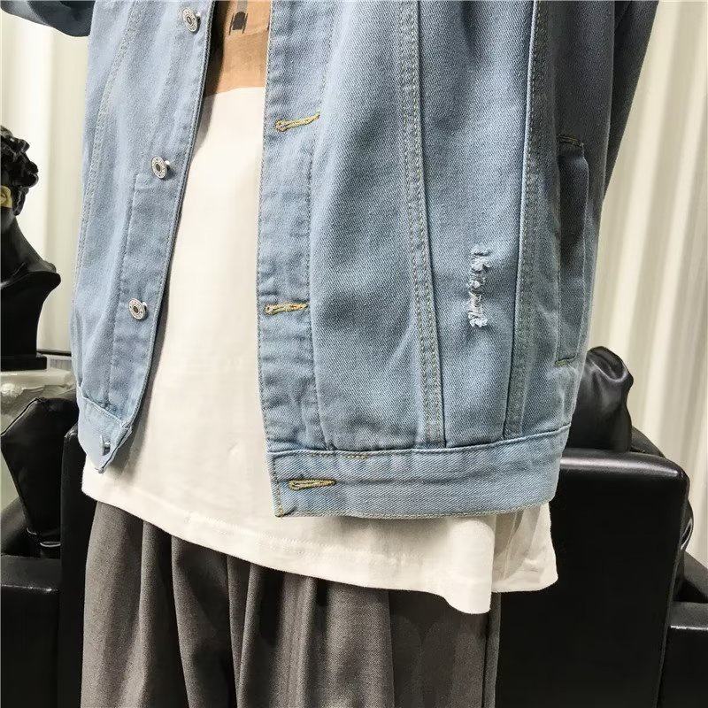 Áo Khoác Denim Dáng Rộng Phong Cách Hàn Quốc Thời Trang Xuân Thu Mới Cho Nam