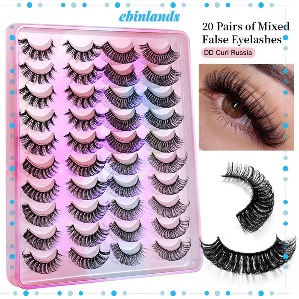 20 Cặp Lông Mi Giả Xoăn Dày Bằng Lông Chồn Nhiều Màu Sắc Phong Cách Nga