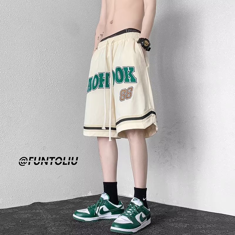 Quần Short Bóng Rổ Thêu Chữ Phong Cách Đường Phố Mỹ Thời Trang Mùa Hè Hàng Mới Dành Cho Nam