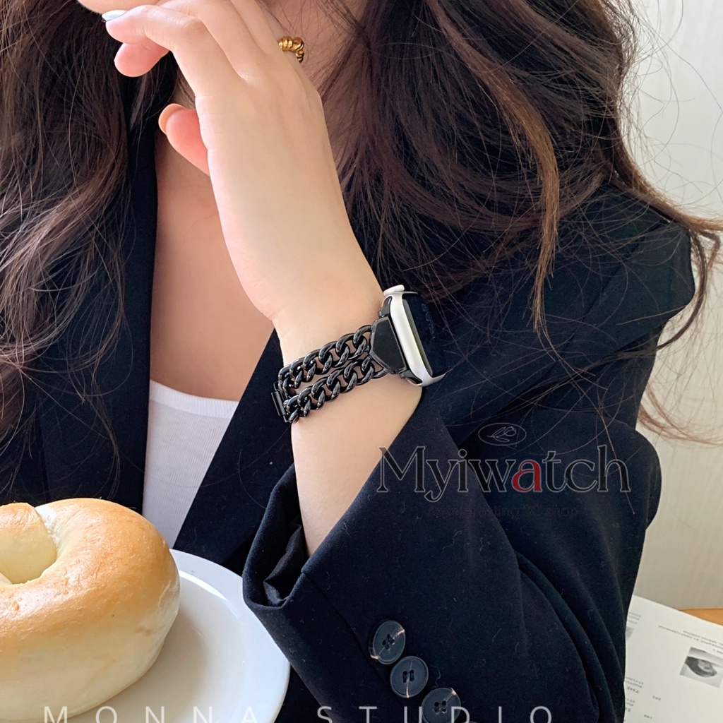 Dây Xích Đôi Bằng Thép Không Gỉ Sang Trọng Cho iwatch Band 45mm 49mm 41mm 40mm 38mm 42mm S8 Ultra 7 SE 6 5 4 3 2