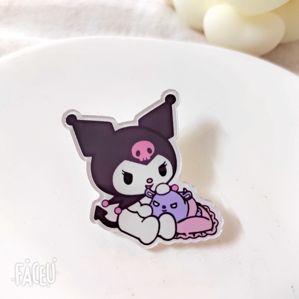 Phim hoạt hình sanrio kuromi acrylic tự làm trâm cài áo cô gái dễ thương trang trí hành lý badg h0236