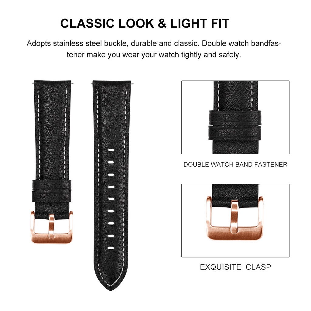 Dây Đeo Thay Thế 18mm Bằng Da Có Khóa Màu Vàng Hồng Cho Garmin Venu 2S Vivoactive 4S Forerunner 255s 265S 20mm Galaxy Watch4 3 Active 2