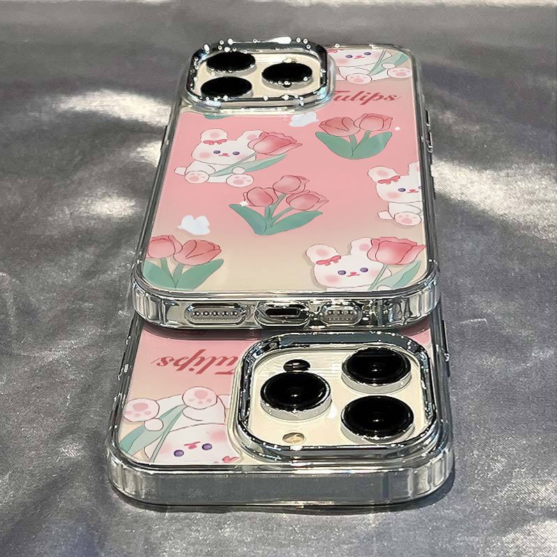 ✅Ốp Điện Thoại Mềm Chống Sốc In Hình Hoa Tulip / Thỏ Cho Iphone 7Max 14Pro 138 / 11I 12 WMXE