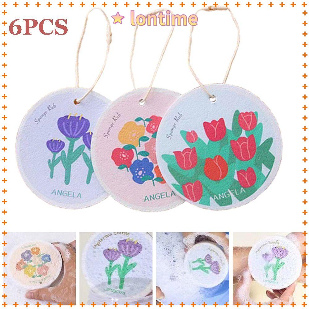 Set 6 Miếng Bọt Biển Rửa Chén Hình Tròn Họa Tiết Hoạt Hình