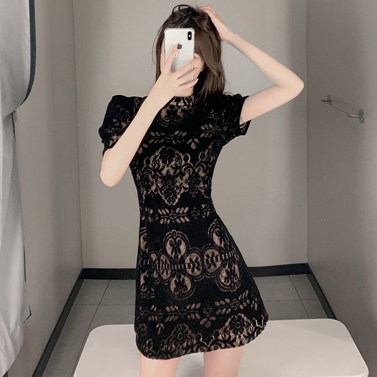 Đầm Ngắn Tay Ôm Dáng Phong Cách Retro Thời Trang Mùa Hè 2023 Mới