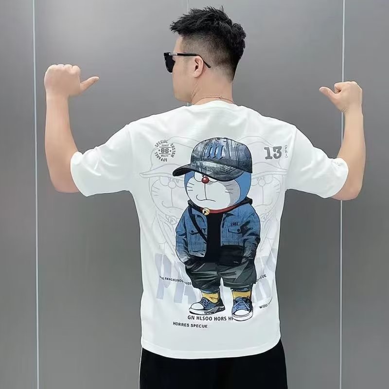 Áo Thun Cotton Tay Ngắn Cổ Tròn In Hình Anime Thời Trang Hàn Quốc Cho Nam