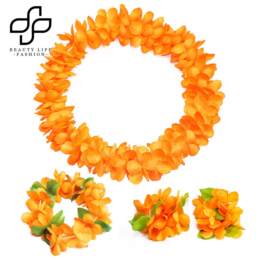 Bộ 4 Vòng Hoa Hawaiian Màu Sắc Tươi Sáng 80 Cái