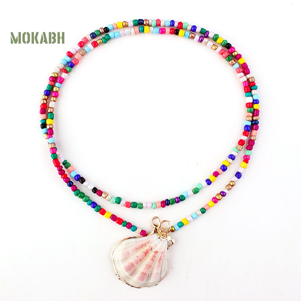 [Mok Abh] Vòng Cổ Hai Lớp Gắn Vỏ Sò Phong Cách Bohemian