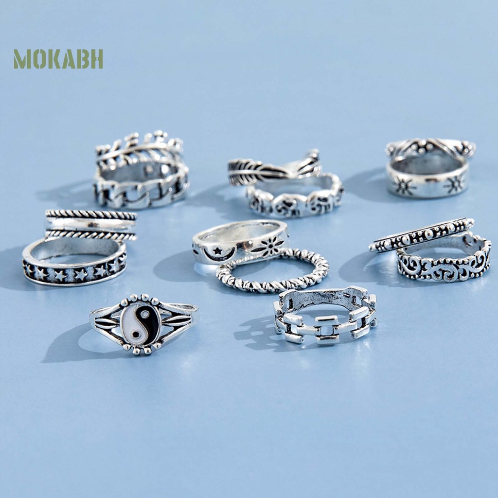 [Mok Abh] Bộ 14 Nhẫn Đeo Khớp Ngón Tay Thiết Kế Tinh Tế Dễ Phối Đồ Thời Trang Cho Nữ