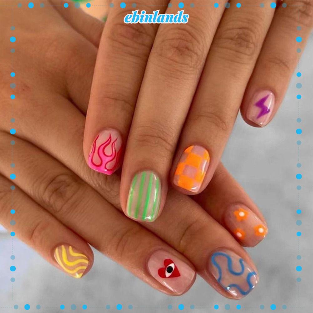 Set 24 Móng Tay Giả Dạng Nhấn Phong Cách Pháp DIY