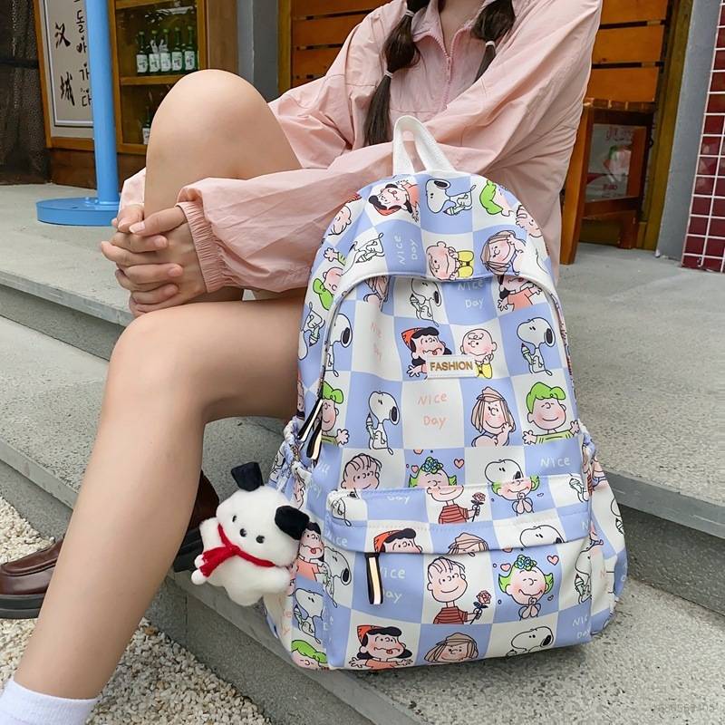 Balo Đi Học Đa Năng Cỡ Lớn In Họa Tiết GT2 Snoopy Charlie Brown Thời Trang Cho Nam Và Nữ