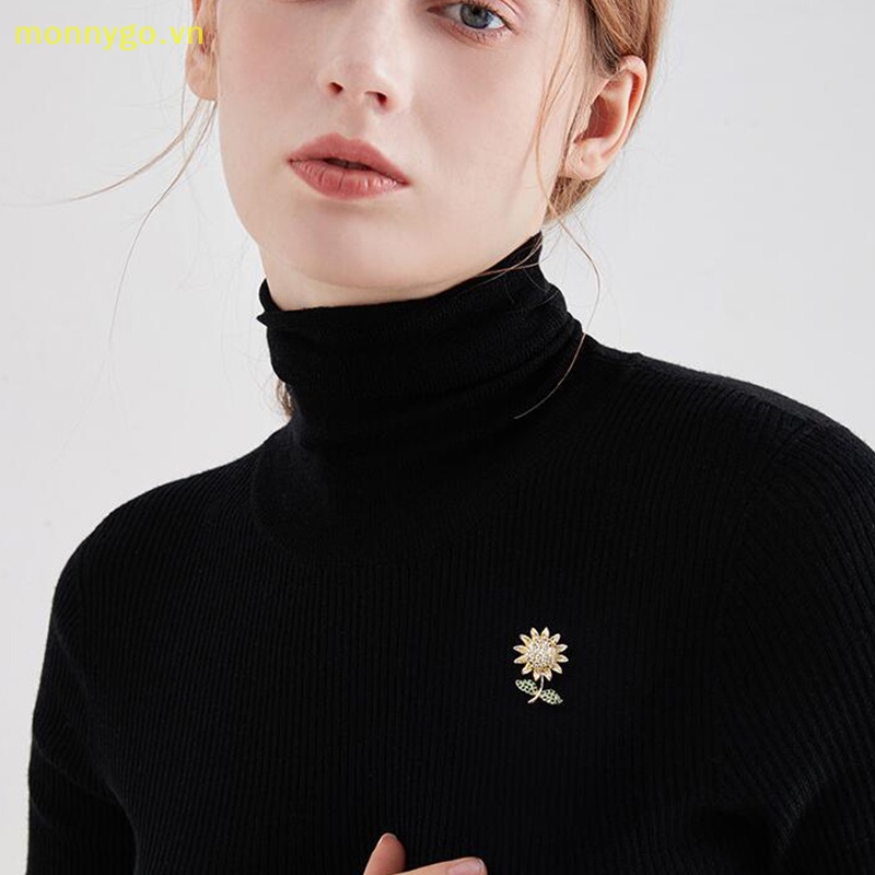 Monnygo trendy shiny rhinestone sunflower brooches anti-light buckle brooch vải cố định ghim nhỏ trang trí đường viền cổ áo phụ kiện mùa hè vn