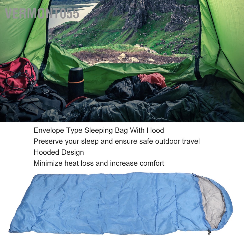 Vermont055 Túi Ngủ Người Lớn Rỗng Cotton Polyester Ấm Áp Thoải Mái Thân Thiện Với Làn Da Hood Bao Cắm Trại