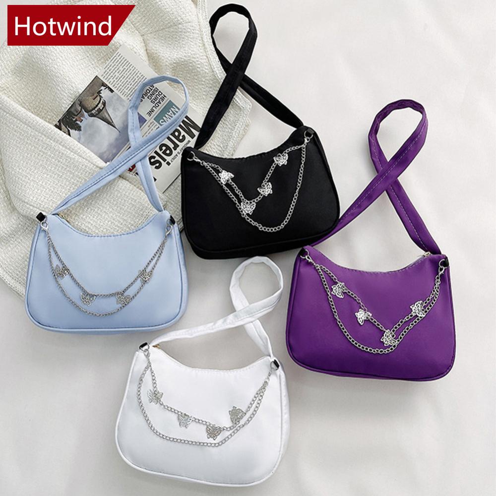 Túi Đeo Vai Màu Trơn Họa Tiết Bướm Phong Cách Retro Thời Trang Cho Nữ O4X3
