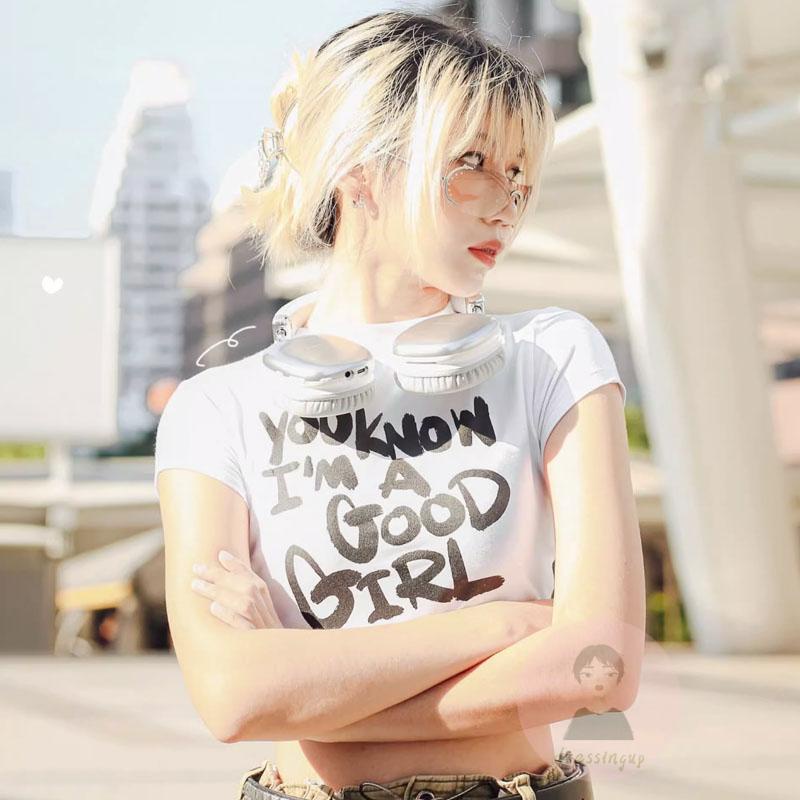 Áo Thun Nữ Ngắn Tay In Chữ Thời Trang